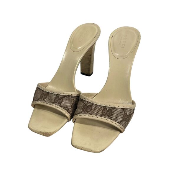 Gucci Slide Sandals Size 6 GG Monogram Slide Sandals Size 6 Cream - Picture 10 of 11